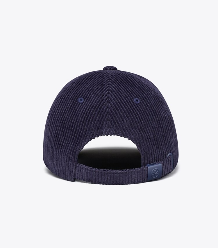 Tory Burch designer hats Corduroy Logo Cap in Tory Navy back