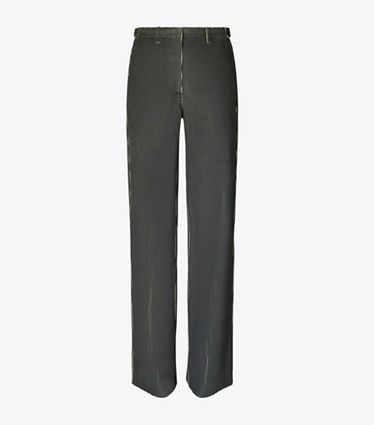 Tory Burch designer bottoms Corduroy Pant in Dark Brown / Bright Green front