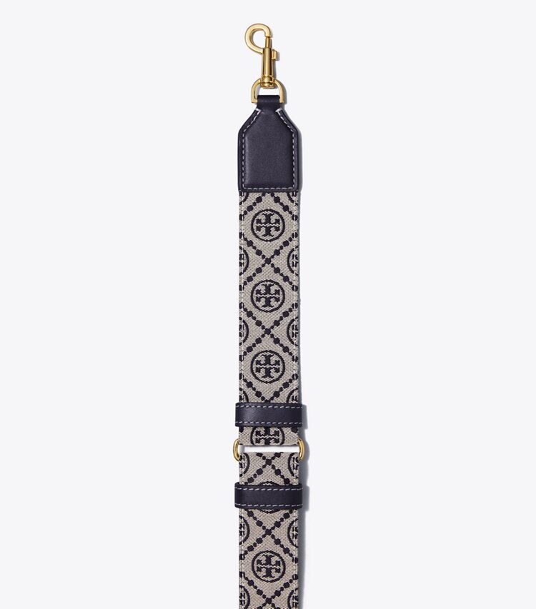 Tory Burch diseñador carteras Correa de cincha con monograma de T en Tory Navy detalle