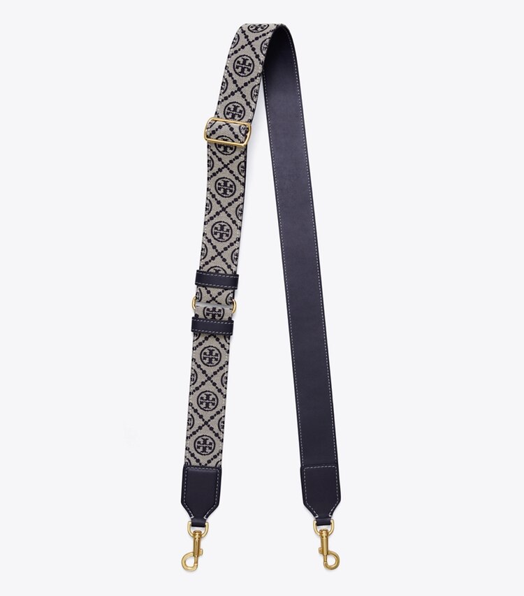 Tory Burch diseñador carteras Correa de cincha con monograma de T en Tory Navy frontal