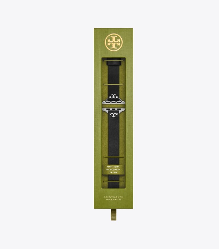 Tory Burch diseñador relojes inteligentes Correa doble T para Apple Watch® en BLACK caja de relojes