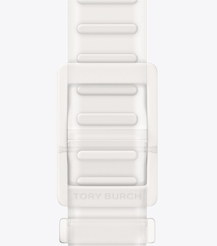 Tory Burch diseñador relojes inteligentes Correa Jelly con una sola T para Apple Watch® en CLEAR volver
