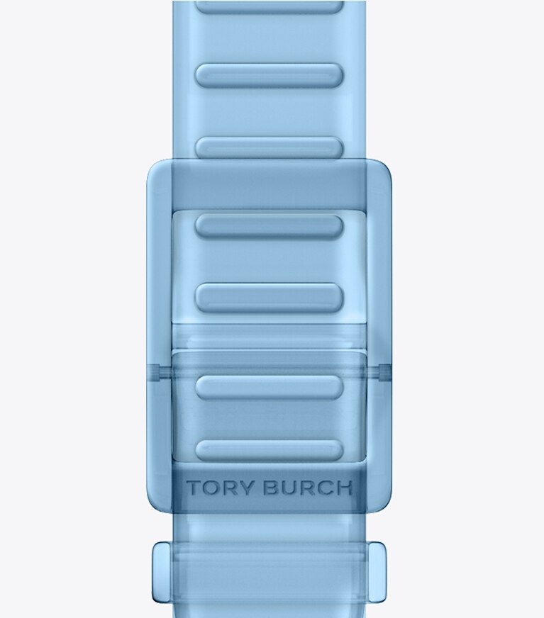 Tory Burch diseñador relojes inteligentes Correa Jelly con una sola T para Apple Watch® en LIGHT BLUE volver
