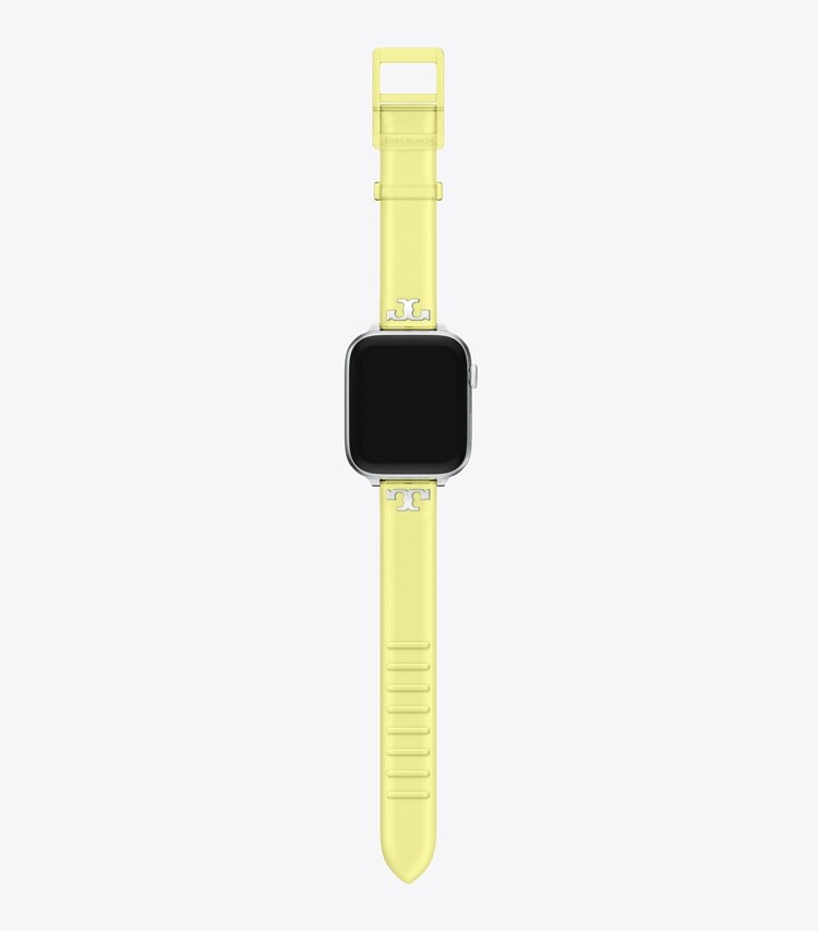 Tory Burch diseñador relojes inteligentes Correa Jelly con una sola T para Apple Watch® en LIGHT YELLOW frente