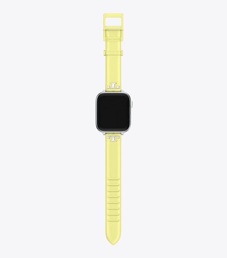 Tory Burch diseñador relojes inteligentes Correa Jelly con una sola T para Apple Watch® en LIGHT YELLOW frente
