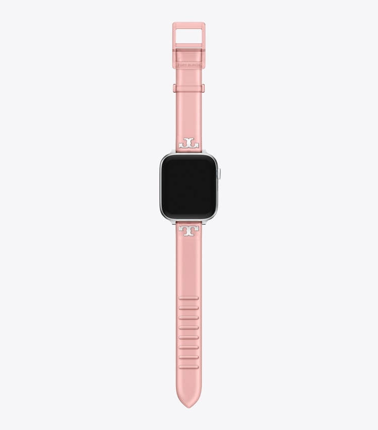 Tory Burch diseñador relojes inteligentes Correa Jelly con una sola T para Apple Watch® en LIGHT PINK frente