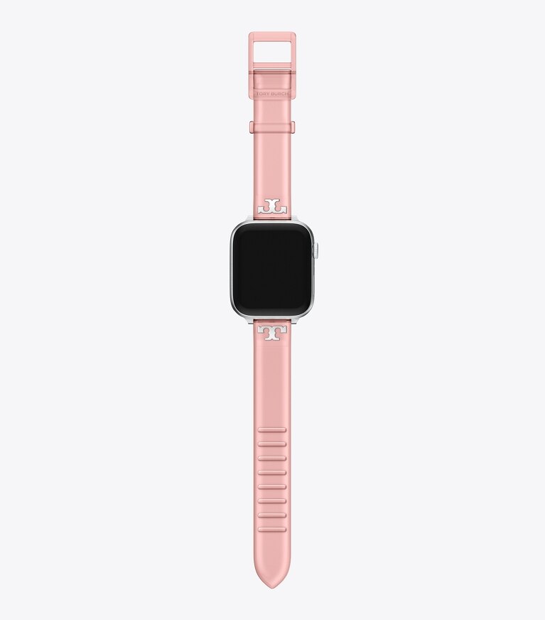 Tory Burch diseñador relojes inteligentes Correa Jelly con una sola T para Apple Watch® en LIGHT PINK frente