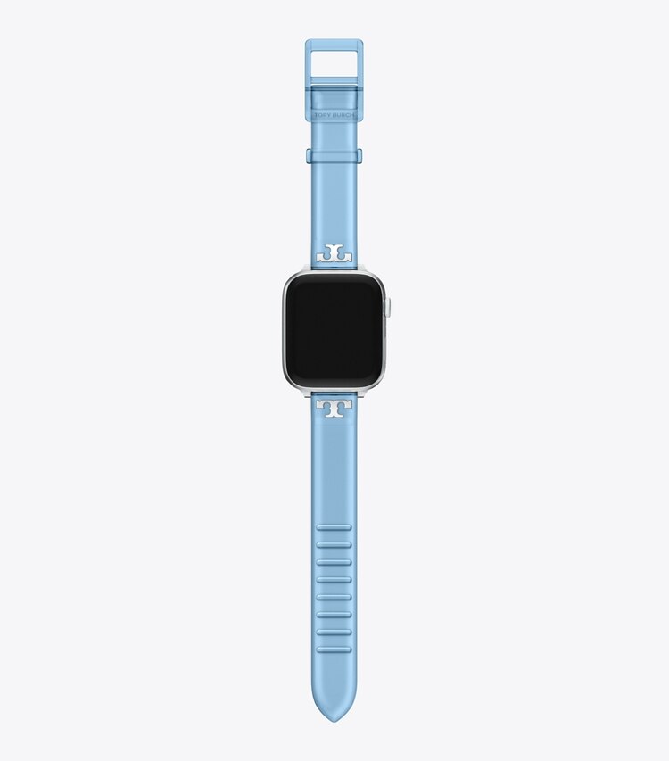 Tory Burch diseñador relojes inteligentes Correa Jelly con una sola T para Apple Watch® en LIGHT BLUE frente