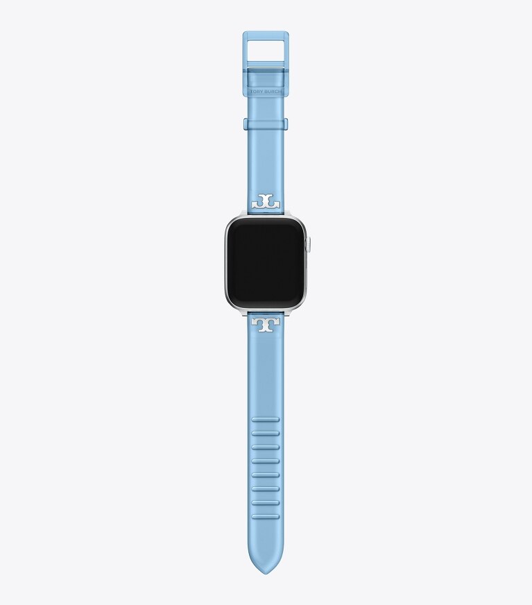 Tory Burch diseñador relojes inteligentes Correa Jelly con una sola T para Apple Watch® en LIGHT BLUE frente