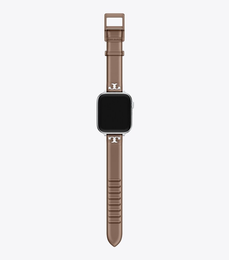 Tory Burch diseñador relojes inteligentes Correa Jelly con una sola T para Apple Watch® en LIGHT BROWN frente