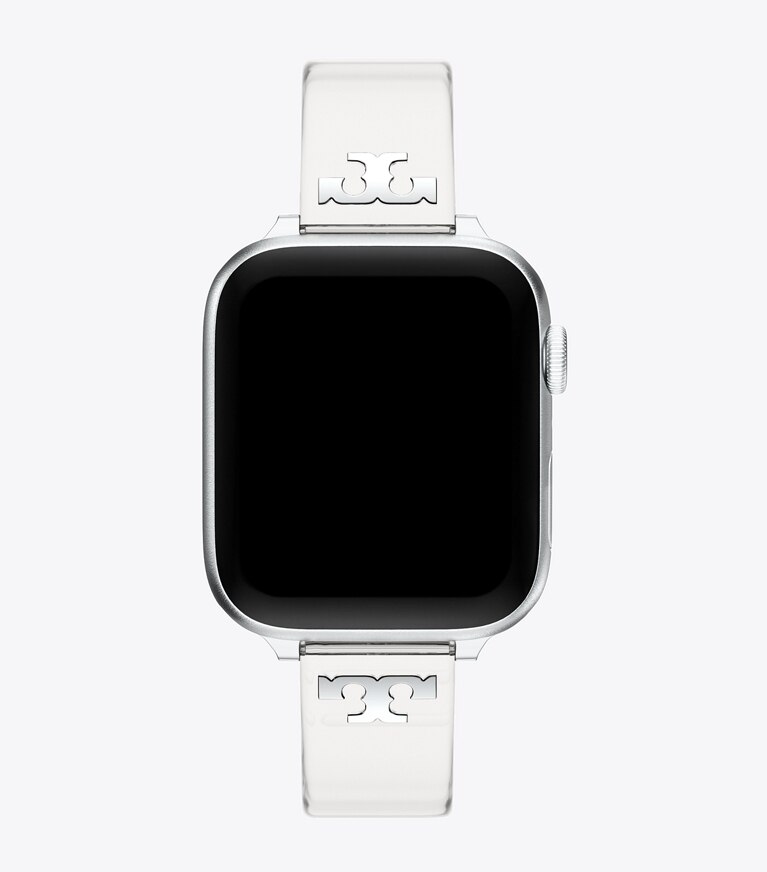 Tory Burch diseñador relojes inteligentes Correa Jelly con una sola T para Apple Watch® en CLEAR vista superior