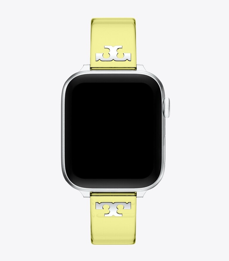 Tory Burch diseñador relojes inteligentes Correa Jelly con una sola T para Apple Watch® en LIGHT YELLOW vista superior