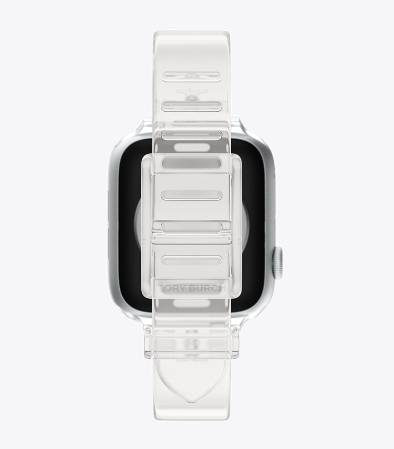 Tory Burch diseñador relojes inteligentes Correa Jelly con una sola T para Apple Watch® en CLEAR reversible plegable