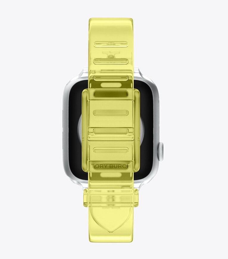 Tory Burch diseñador relojes inteligentes Correa Jelly con una sola T para Apple Watch® en LIGHT YELLOW reversible plegable