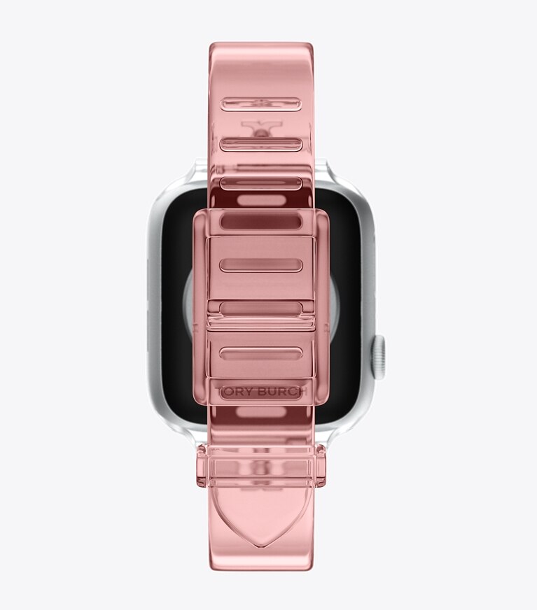 Tory Burch diseñador relojes inteligentes Correa Jelly con una sola T para Apple Watch® en LIGHT PINK reversible plegable