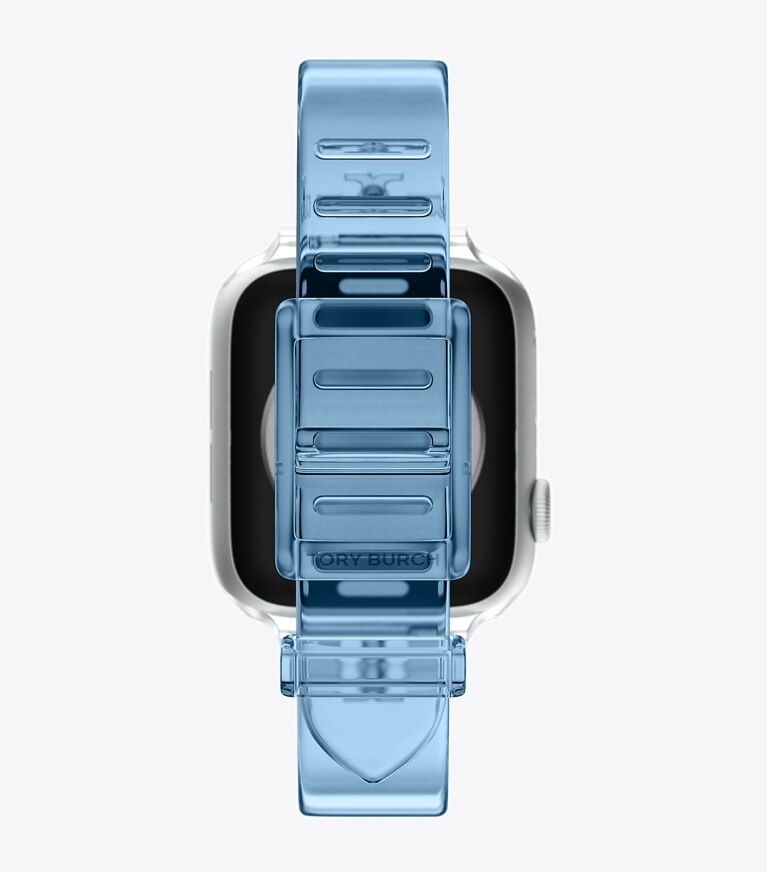 Tory Burch diseñador relojes inteligentes Correa Jelly con una sola T para Apple Watch® en LIGHT BLUE reversible plegable