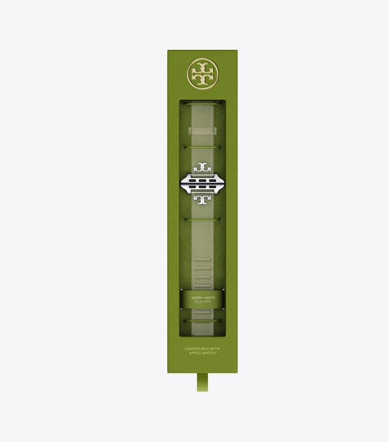 Tory Burch diseñador relojes inteligentes Correa Jelly con una sola T para Apple Watch® en CLEAR caja de relojes