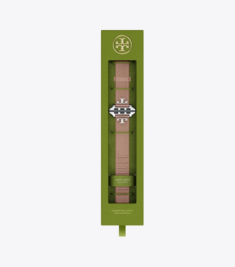 Tory Burch diseñador relojes inteligentes Correa Jelly con una sola T para Apple Watch® en LIGHT PINK caja de relojes