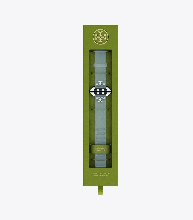 Tory Burch diseñador relojes inteligentes Correa Jelly con una sola T para Apple Watch® en LIGHT BLUE caja de relojes