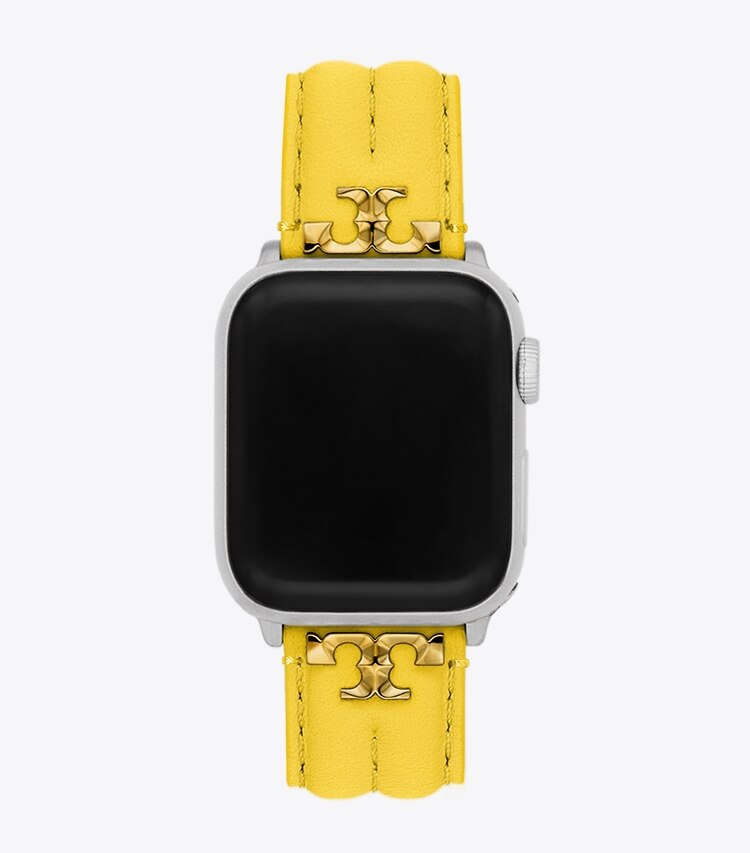 Tory Burch diseñador relojes inteligentes Correa Kira para Apple Watch®, piel amarilla en YELLOW  parte trasera