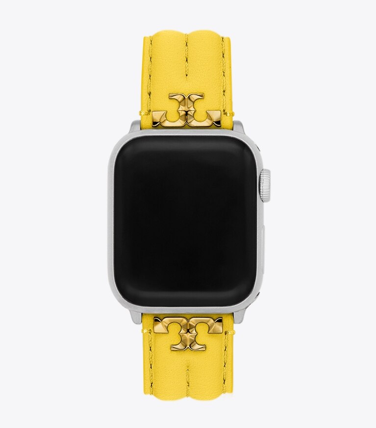 Tory Burch diseñador relojes inteligentes Correa Kira para Apple Watch®, piel amarilla en YELLOW parte trasera