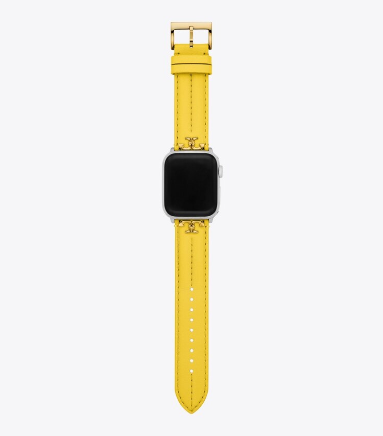 Tory Burch diseñador relojes inteligentes Correa Kira para Apple Watch®, piel amarilla en YELLOW  frontal