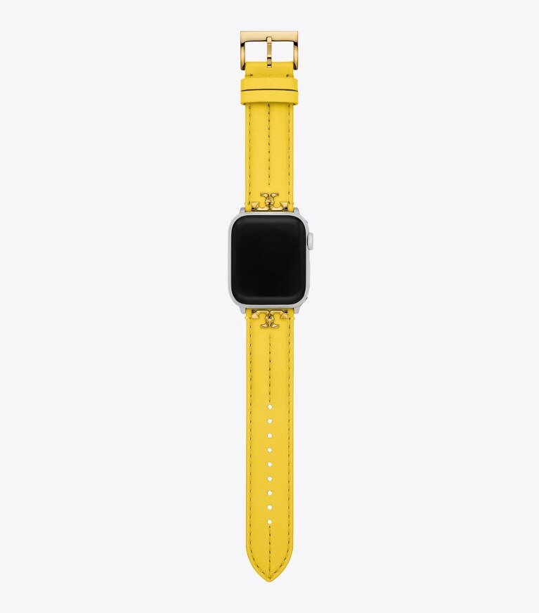 Tory Burch diseñador relojes inteligentes Correa Kira para Apple Watch®, piel amarilla en YELLOW frontal