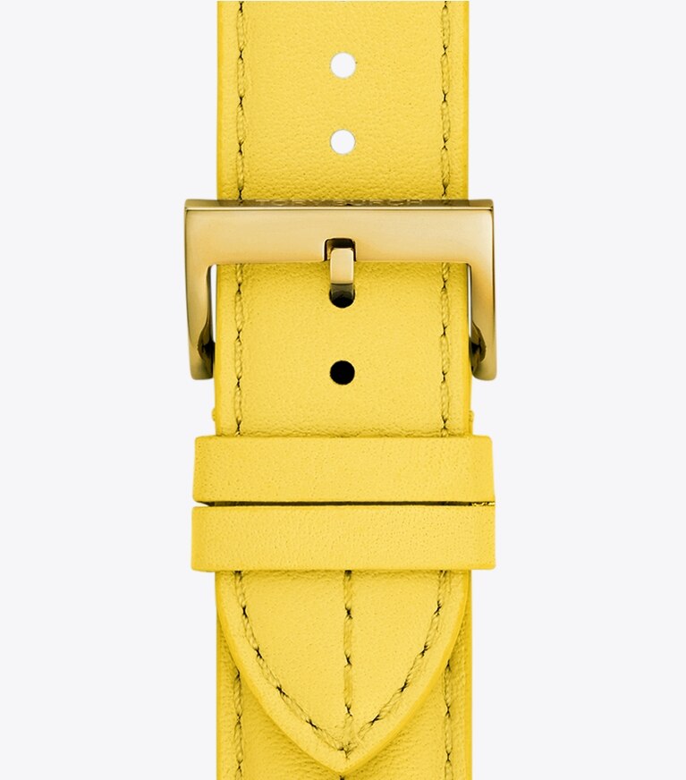 Tory Burch diseñador relojes inteligentes Correa Kira para Apple Watch®, piel amarilla en YELLOW plegable y reversible