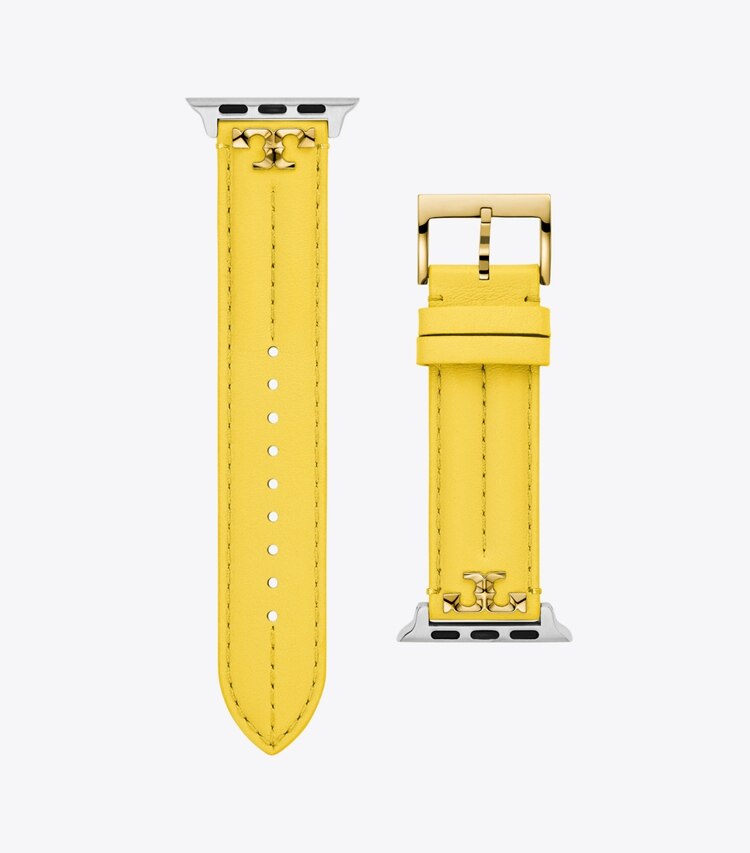 Tory Burch diseñador relojes inteligentes Correa Kira para Apple Watch®, piel amarilla en YELLOW  lateral