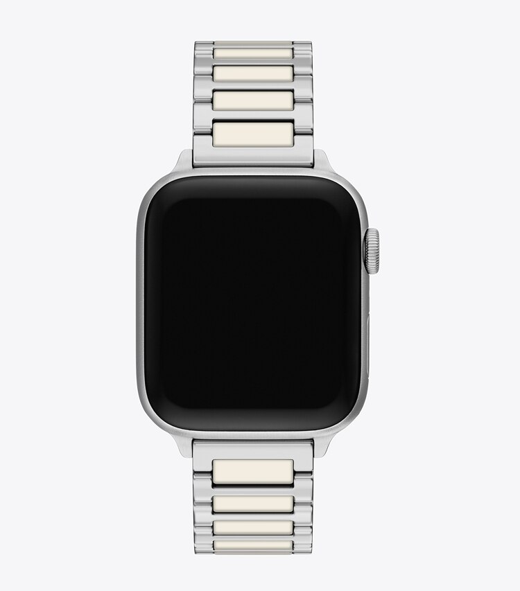 Tory Burch diseñador relojes inteligentes Correa Kira para Apple Watch® en SILVER/IVORY vista superior