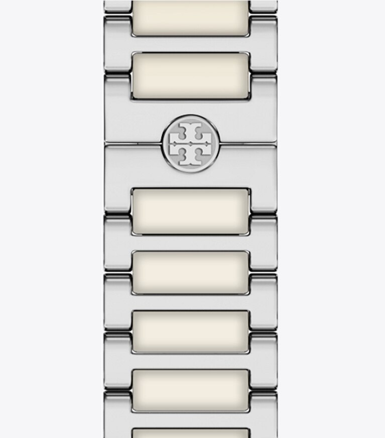 Tory Burch diseñador relojes inteligentes Correa Kira para Apple Watch® en SILVER/IVORY reversible plegable