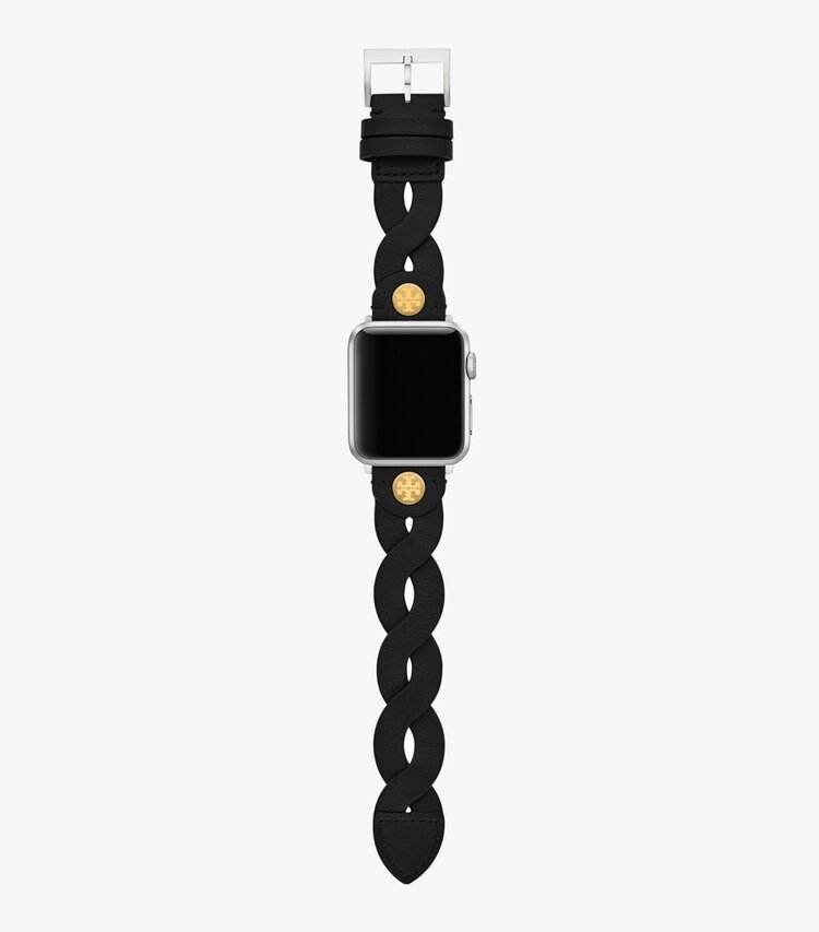 Tory Burch diseñador relojes inteligentes Correa Miller trenzada para Apple Watch® en BLACK frente