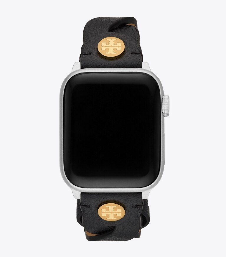 Tory Burch diseñador relojes inteligentes Correa Miller trenzada para Apple Watch® en BLACK vista superior