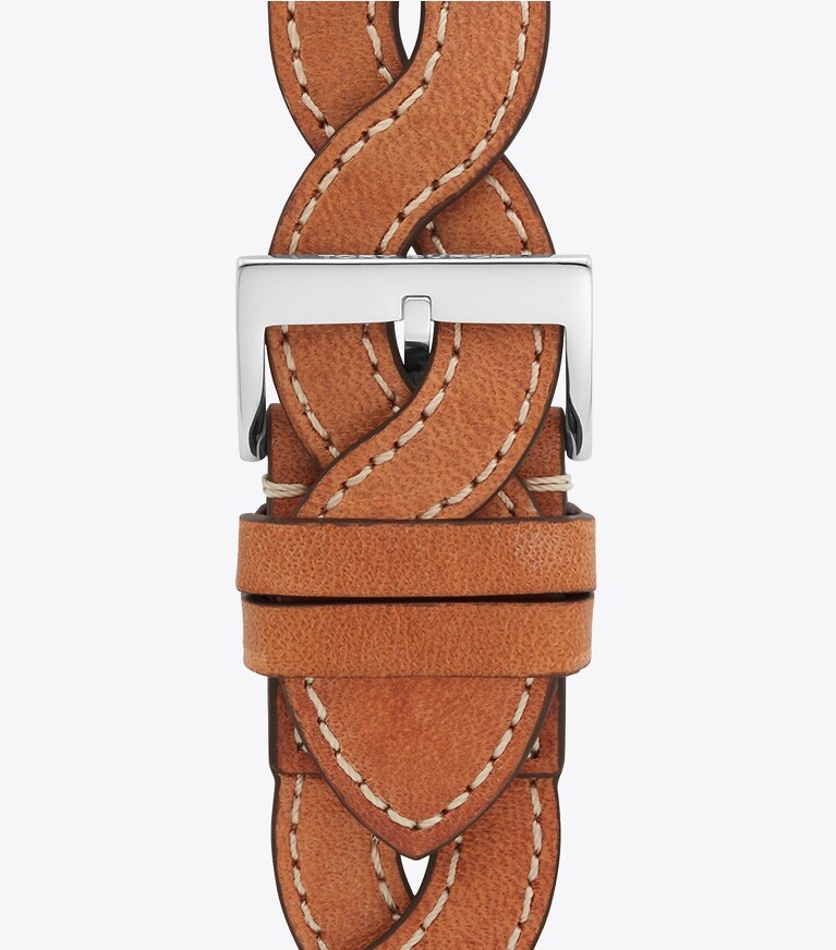 Tory Burch diseñador relojes inteligentes Correa Miller trenzada para Apple Watch® en CAMELLO reversible plegable