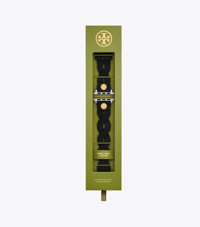 Tory Burch diseñador relojes inteligentes Correa Miller trenzada para Apple Watch® en BLACK caja de relojes