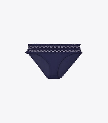 Tory Burch designer two pieces Costa Bikini Bottom in Tory Navy/Ivory front