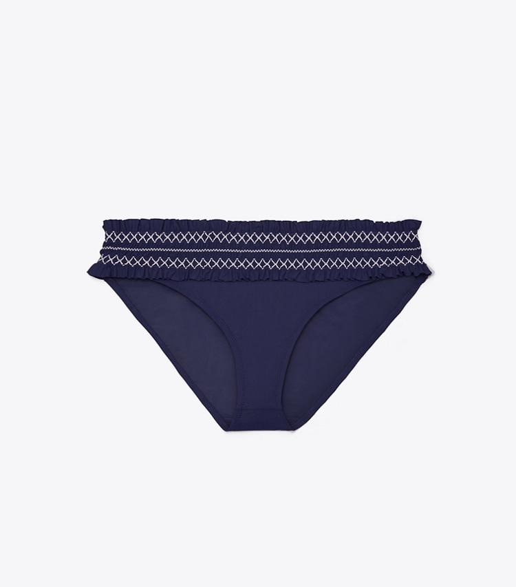 Tory Burch designer two pieces Costa Bikini Bottom in Tory Navy/Ivory front