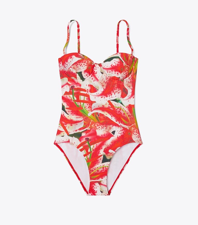 Tory Burch designer costumi interi Costume con ferretto in Pink Lily front
