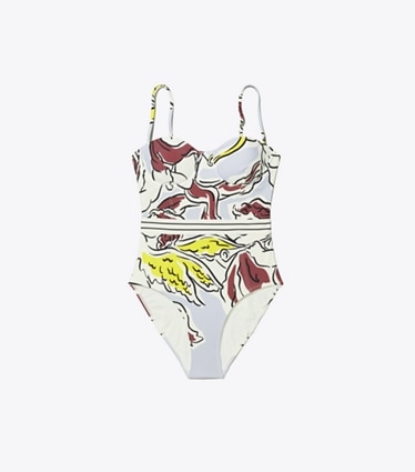 Tory Burch designer costumi interi Costume da bagno a balconcino in Lilac Cherubs front