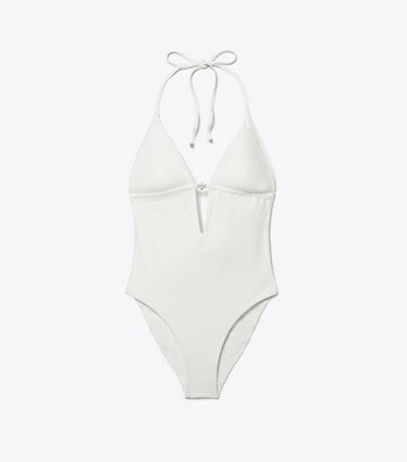 Tory Burch designer costumi interi Costume intero con collo all’americana in White front