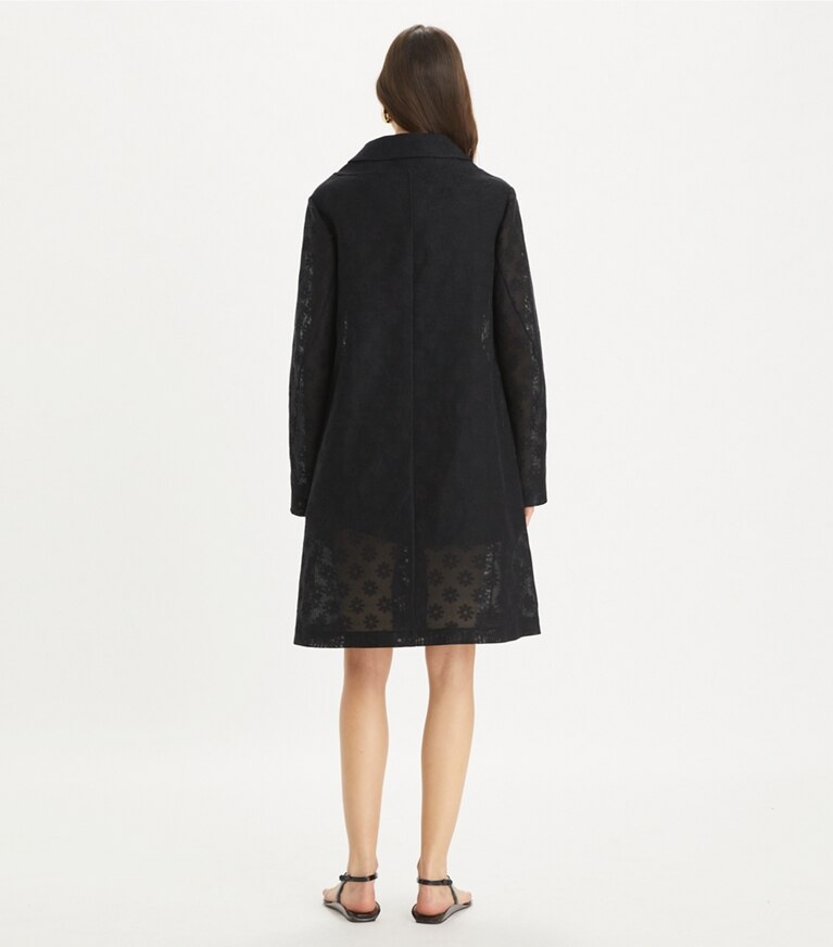 Tory Burch designer コート コットン＆リネン デイジーコート in Black front