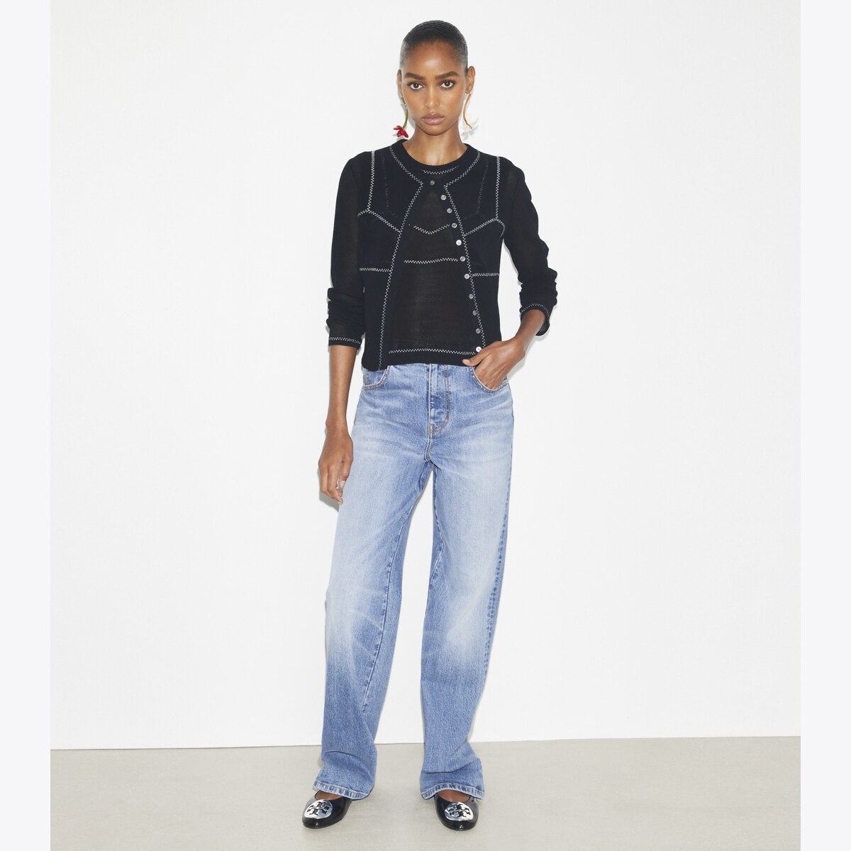 TORY BURCH メッシュメリシェンヒルハレエシュス 1624960 001 Cotton And Nylon Mesh Top: Women's Designer Sweaters | Tory