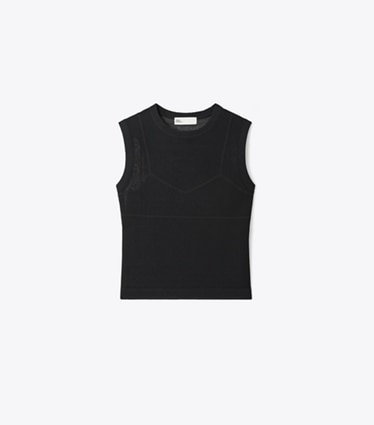 Tory Burch designer ジャケット コットン＆ナイロン メッシュトップス in Black / Black front