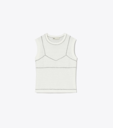 Tory Burch designer jackets Cotton And Nylon Mesh Top in White front