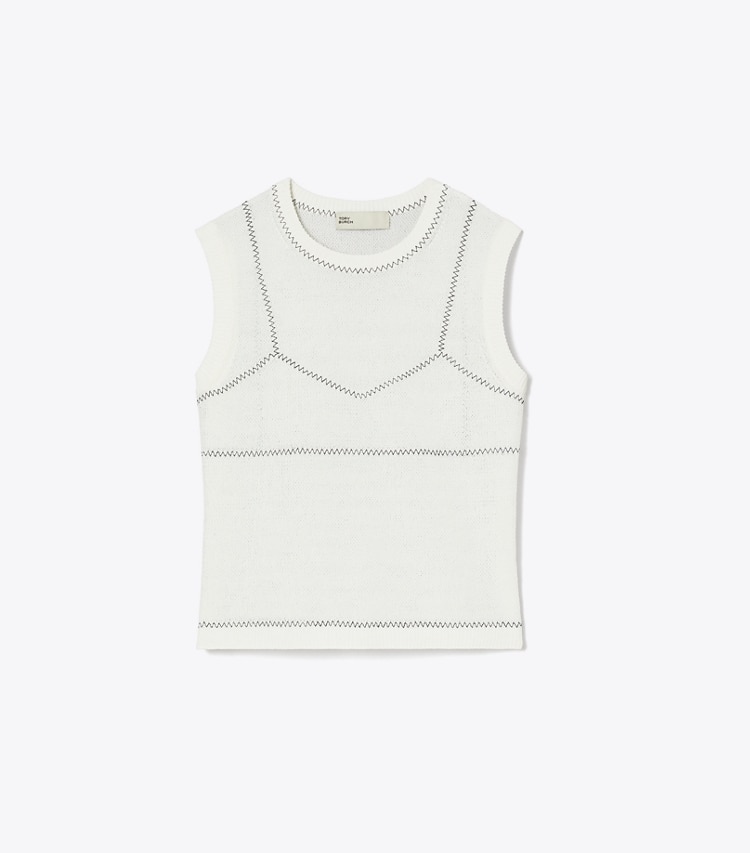 Tory Burch designer jackets Cotton And Nylon Mesh Top in White front
