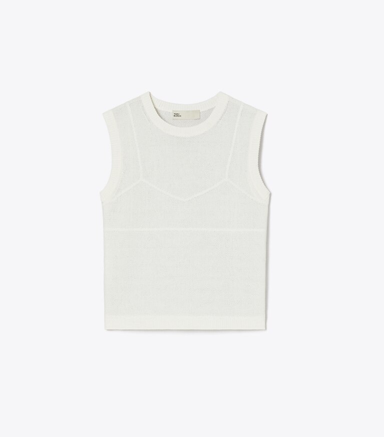 Tory Burch designer トップス コットン＆ナイロン メッシュトップス in White / White front