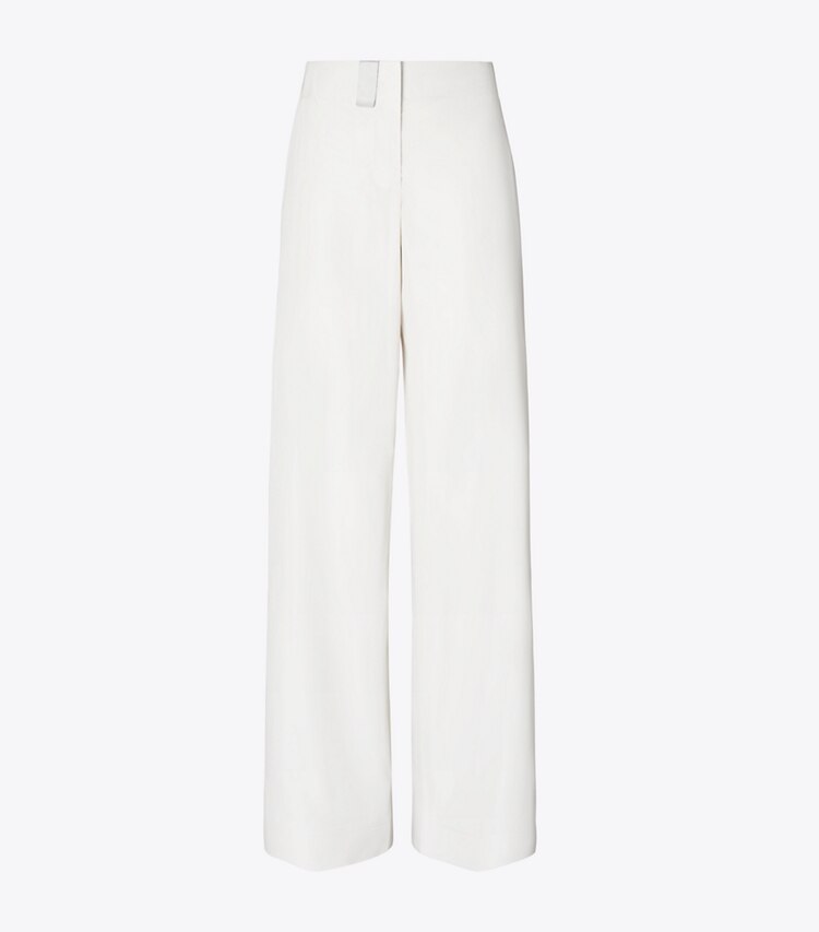 Tory Burch designer ボトムス コットン＆シルクポプリン パンツ in Pale Sandstone front