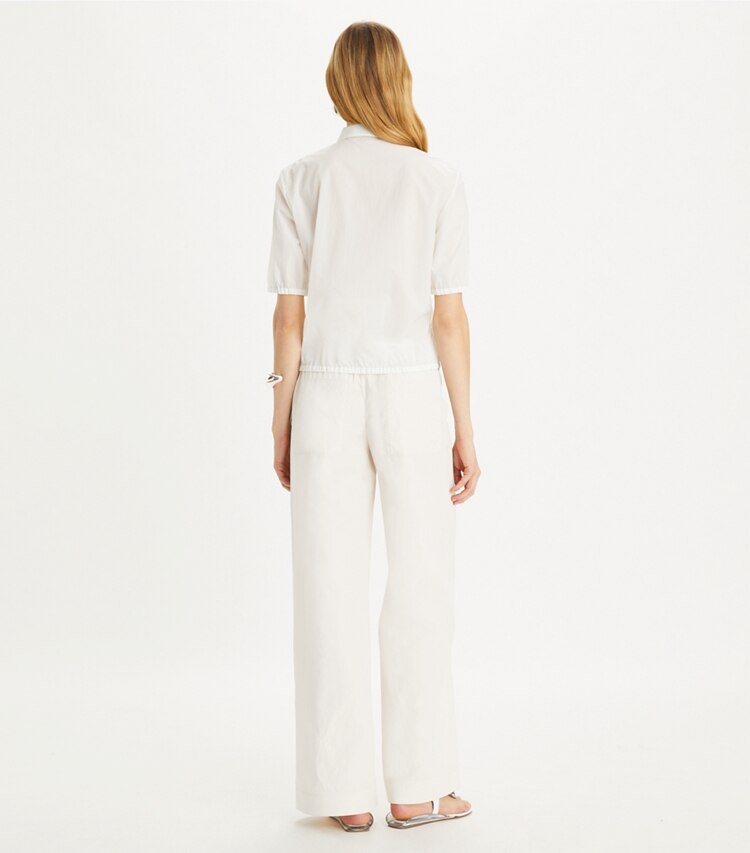 Tory Burch designer ボトムス コットン＆シルクポプリン パンツ in Pale Sandstone on model back