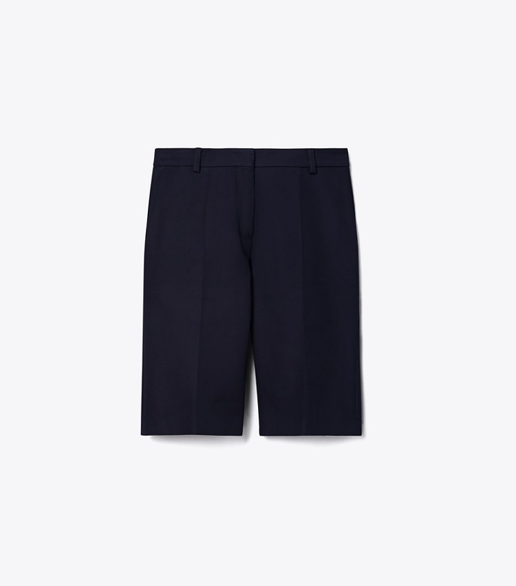 Tory Burch designer bottoms Cotton Bermuda Short in Midnight Ink front