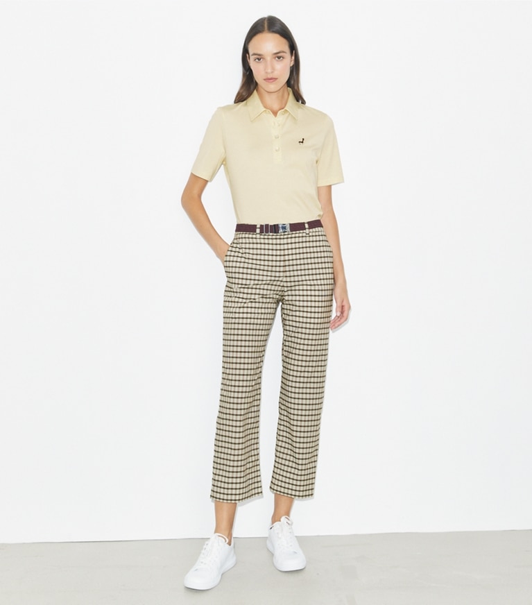 Tory Burch designer tops Cotton Birdie Polo in Sesame front